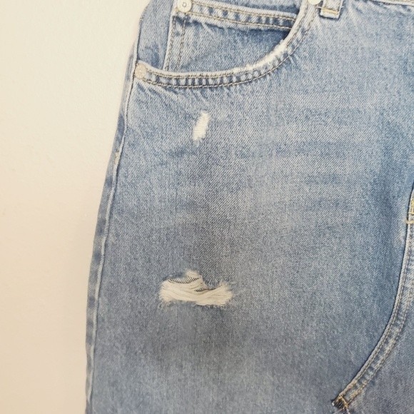 We The Free Hallie Midstone Washed Denim distressed mini front seamSkirt - Picture 6 of 10